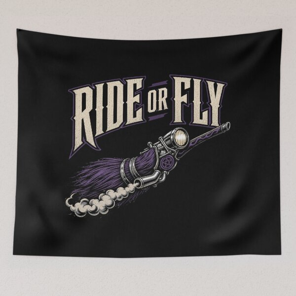 Item preview, Ride Or Fly Shirt, Comfort Colors® Witch Broomstick Tee, Funny Halloween Motorcycle Biker Graphic designed and sold by TshirtsLabs.