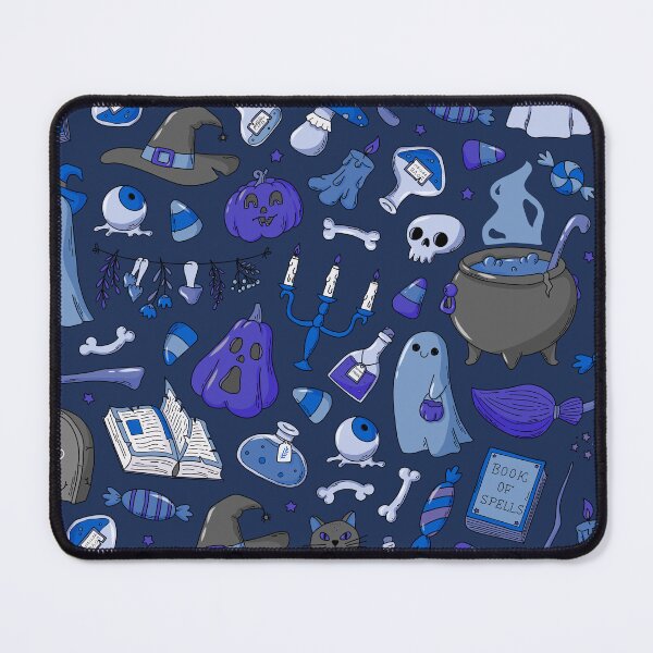 Item preview, Cozy Ghost & Potion Magic – Cute Halloween Doodle Pattern | Blue designed and sold by Frohyou.