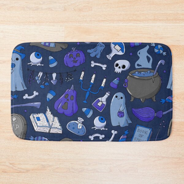 Item preview, Cozy Ghost & Potion Magic – Cute Halloween Doodle Pattern | Blue designed and sold by Frohyou.