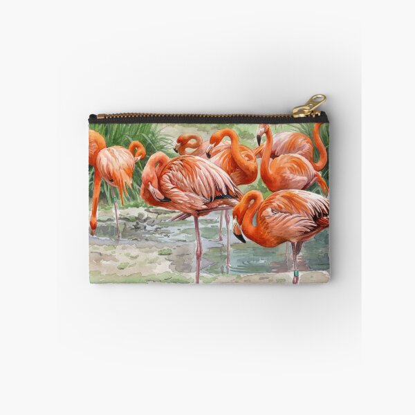 Item preview, Flamingo Flock in Paris Park — Watercolor Wildlife Art  designed and sold by M.ALK.Watercolor.