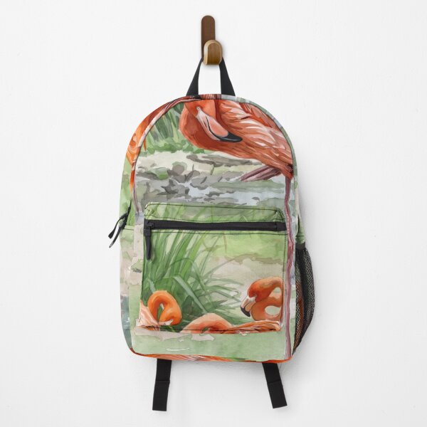 Item preview, Flamingo Flock in Paris Park — Watercolor Wildlife Art designed and sold by M.ALK.Watercolor.