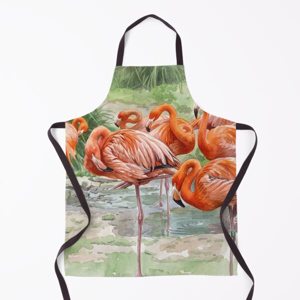 Item preview, Flamingo Flock in Paris Park — Watercolor Wildlife Art designed and sold by M.ALK.Watercolor.