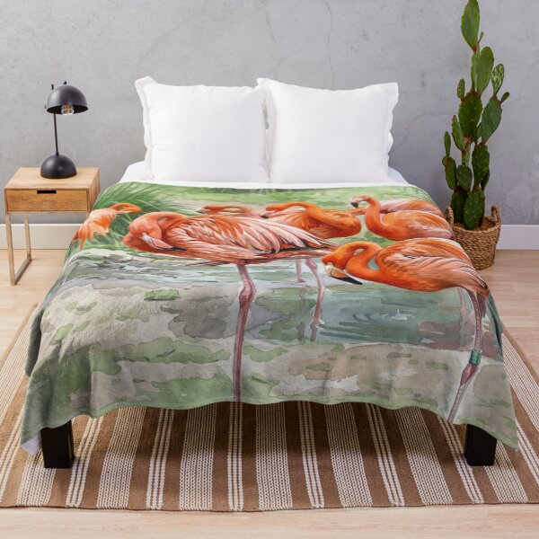 Item preview, Flamingo Flock in Paris Park — Watercolor Wildlife Art designed and sold by M.ALK.Watercolor.