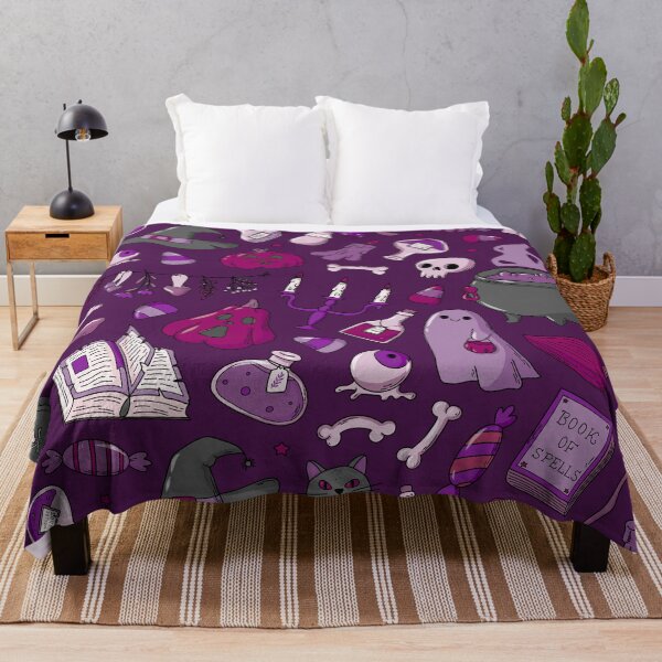 Item preview, Cozy Ghost & Potion Magic – Cute Halloween Doodle Pattern | Purple designed and sold by Frohyou.