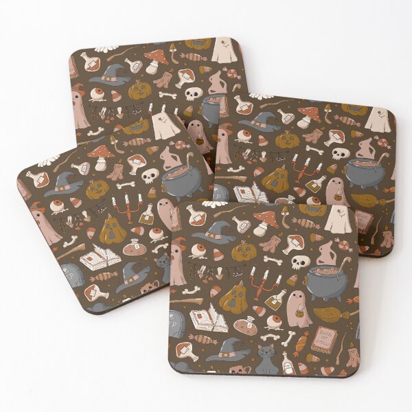Item preview, Cozy Ghost & Potion Magic – Cute Halloween Doodle Pattern | Brown designed and sold by Frohyou.