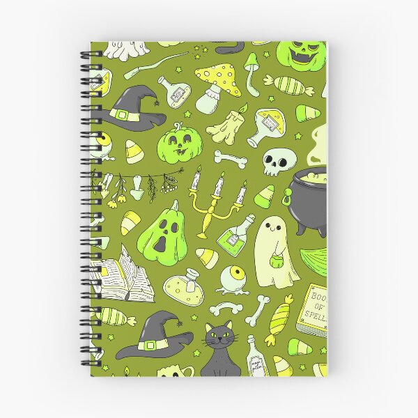 Item preview, Cozy Ghost & Potion Magic – Cute Halloween Doodle Pattern | Chartreuse designed and sold by Frohyou.