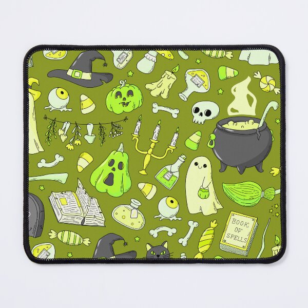 Item preview, Cozy Ghost & Potion Magic – Cute Halloween Doodle Pattern | Chartreuse designed and sold by Frohyou.