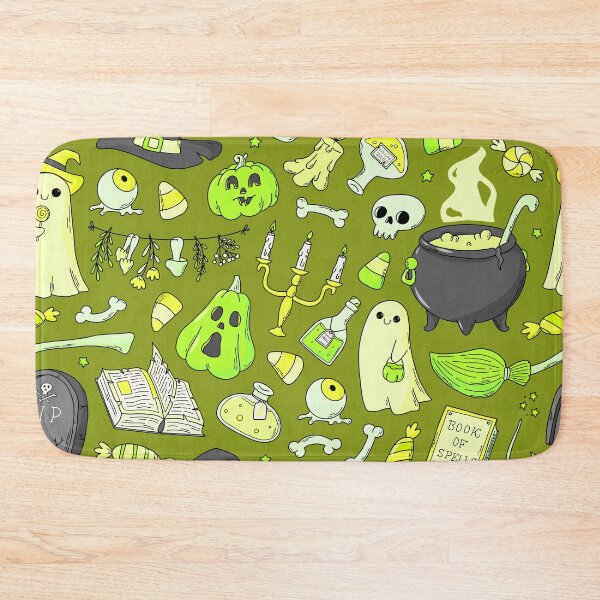 Item preview, Cozy Ghost & Potion Magic – Cute Halloween Doodle Pattern | Chartreuse designed and sold by Frohyou.