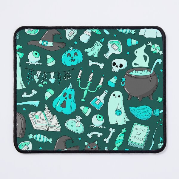 Item preview, Cozy Ghost & Potion Magic – Cute Halloween Doodle Pattern | Teal designed and sold by Frohyou.