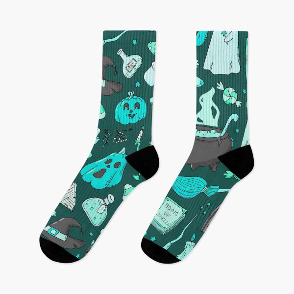 Item preview, Cozy Ghost & Potion Magic – Cute Halloween Doodle Pattern | Teal designed and sold by Frohyou.