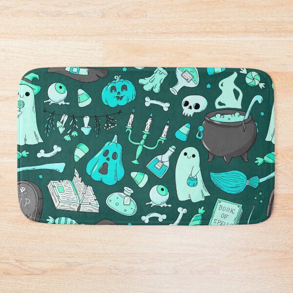 Item preview, Cozy Ghost & Potion Magic – Cute Halloween Doodle Pattern | Teal designed and sold by Frohyou.