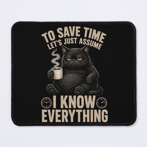 Item preview, cat lover Grumpy Black Cat with Coffee and Sarcastic Quote designed and sold by ROUX-ART.