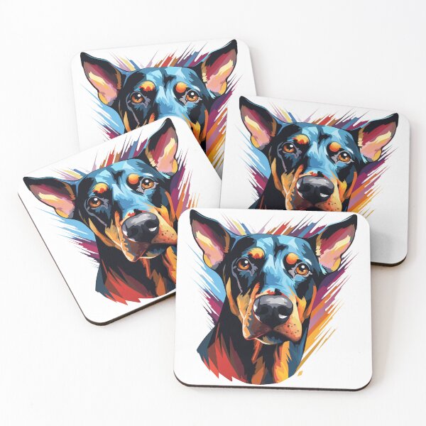 Item preview, Colorful Doberman puppy dog painting designed and sold by MendaciousMina.