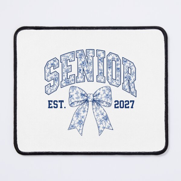 Item preview, Senior Floral Bow Graphic with Vintage Blue Floral Lettering designed and sold by ROUX-ART.