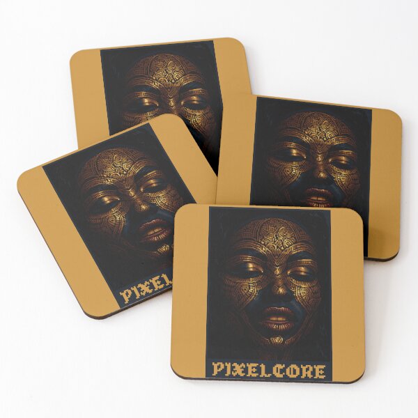 Item preview, Black and Gold African Woman Mask Pixel Art {PIXELCORE} designed and sold by PIXELCORE-TEE.