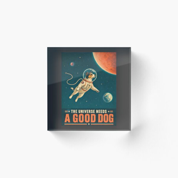 Item preview, Retro Sci-Fi Space Dog Poster - The Universe Needs a Good Dog designed and sold by MagicTheDog.