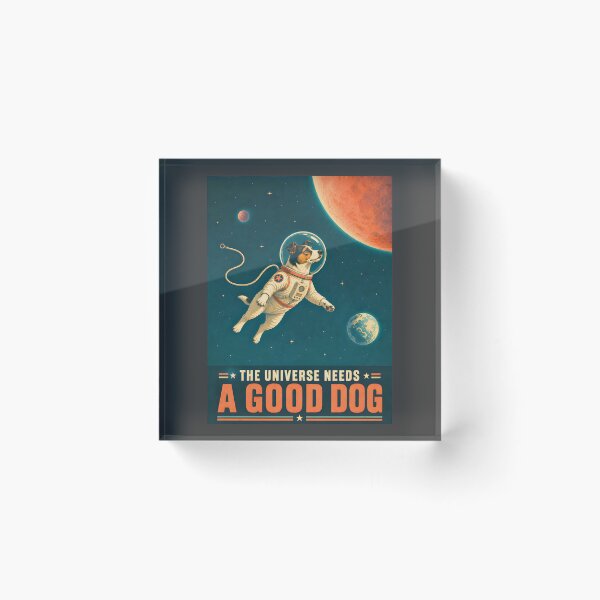 Item preview, Retro Sci-Fi Space Dog Poster - The Universe Needs a Good Dog designed and sold by MagicTheDog.