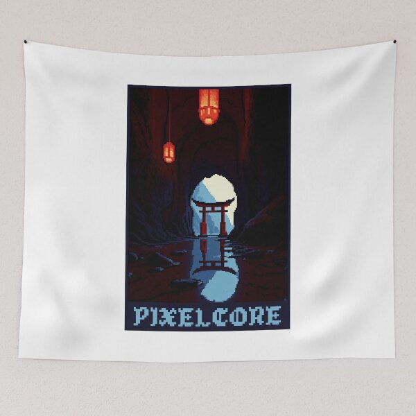 Item preview, Japanese Temple Dojo in a Cave Pixel Art {PIXELCORE} designed and sold by PIXELCORE-TEE.