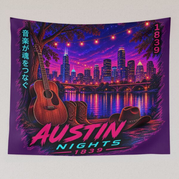 Item preview, Austin Nights Neon Cowboy Skyline designed and sold by Houldi.