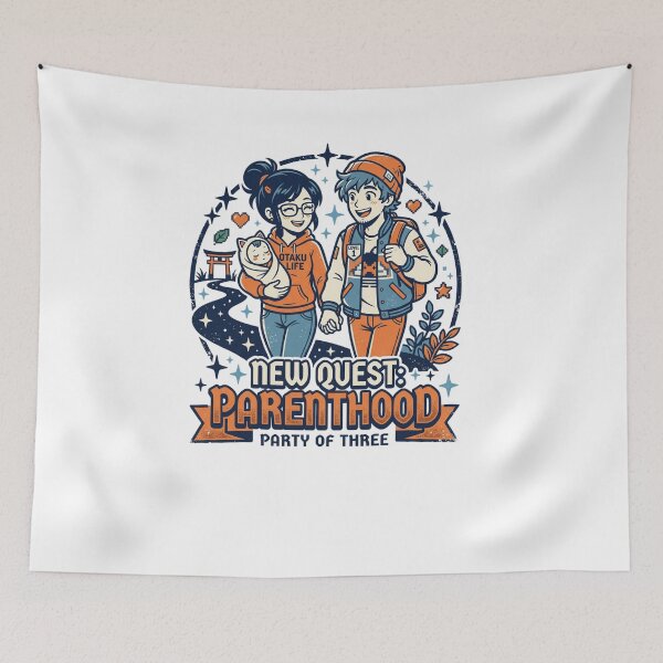 Item preview, New Quest Parenthood Party Of Three Otaku Life Anime Aesthetic designed and sold by Animer-art1.
