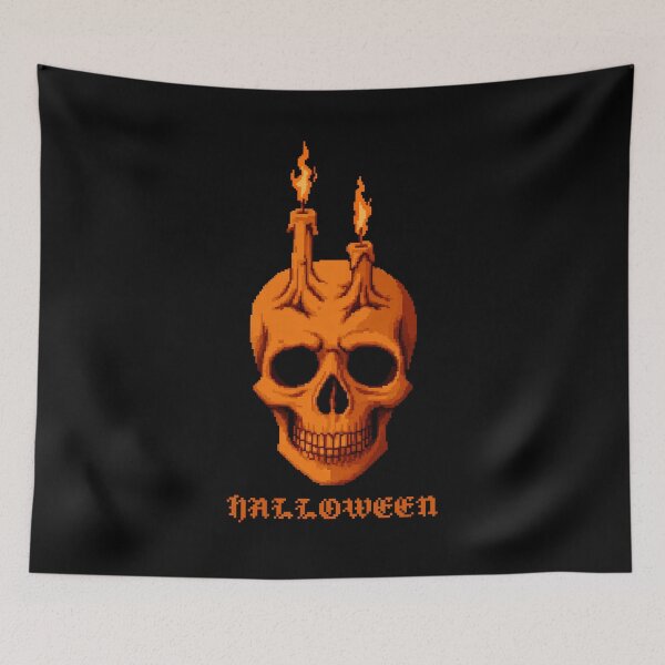 Item preview, Halloween Orange Skull and Candles Pixel Art {PIXELCORE} designed and sold by PIXELCORE-TEE.