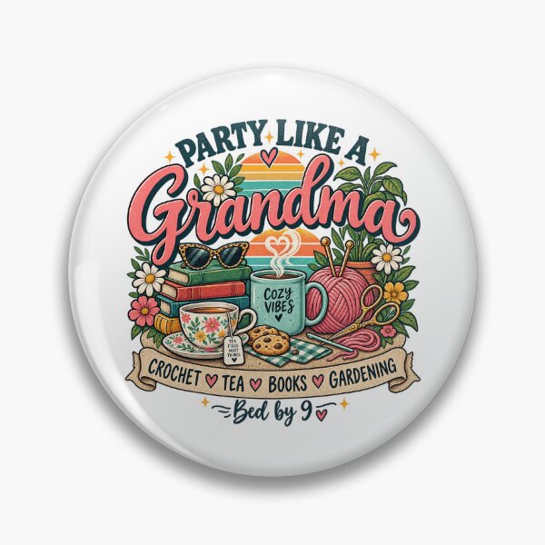 Item preview, Party Like a Grandma – Funny Grandma Hobbies Crochet Reading Gardening Retro Design designed and sold by IslandGirlArt.