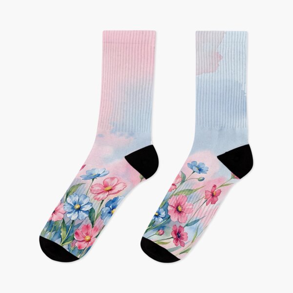 Item preview, Watercolor Pastel Cosmos Flower Field Meadow designed and sold by ZanyPaintbrush.