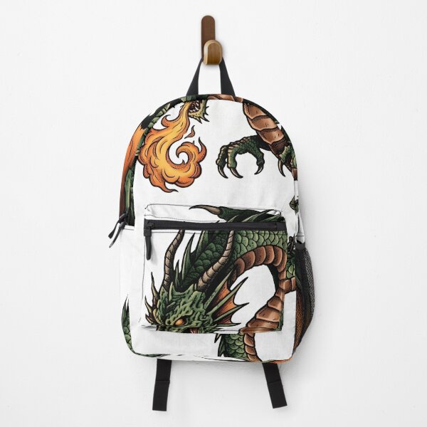 Item preview, Vintage Green Dragon with Fire – Coiled Winged Fantasy Illustration designed and sold by DragonSerpent Ink.