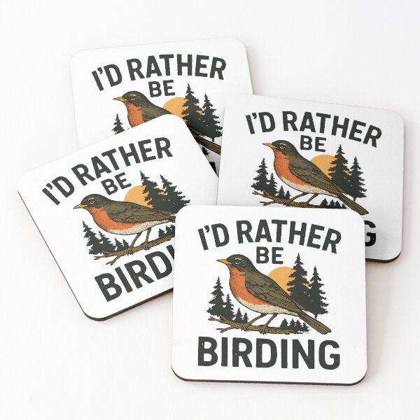 Item preview, Id Rather Be Birding Vintage Robin Bird Watcher Nature designed and sold by Photo-Sphere101.