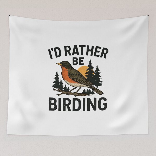 Item preview, Id Rather Be Birding Vintage Robin Bird Watcher Nature designed and sold by Photo-Sphere101.