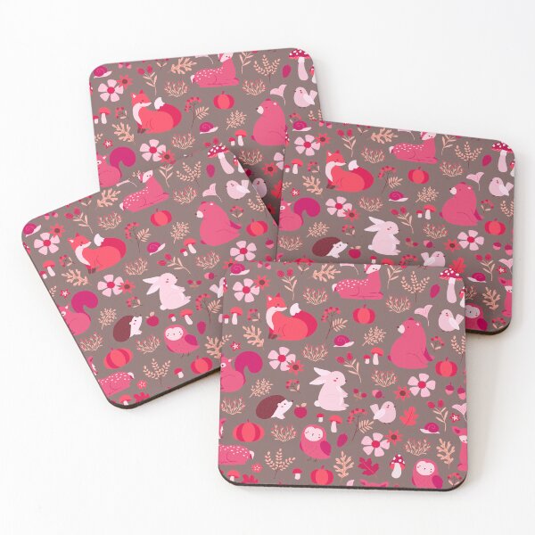 Item preview, Cozy Woodland Creatures – Cute Fox, Deer, Bear & Owl Pattern | Red designed and sold by Frohyou.