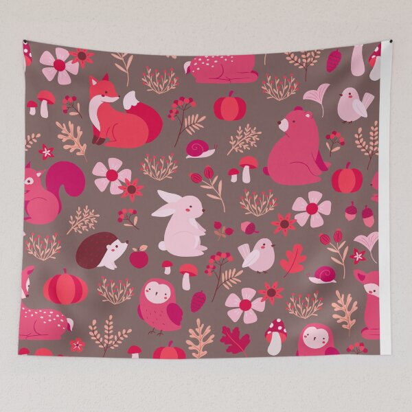 Item preview, Cozy Woodland Creatures – Cute Fox, Deer, Bear & Owl Pattern | Red designed and sold by Frohyou.