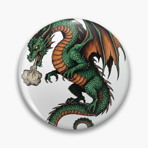 Item preview, Green Dragon Breathing Smoke – Vintage Traditional Tattoo Fantasy Illustration designed and sold by DragonSerpent Ink.