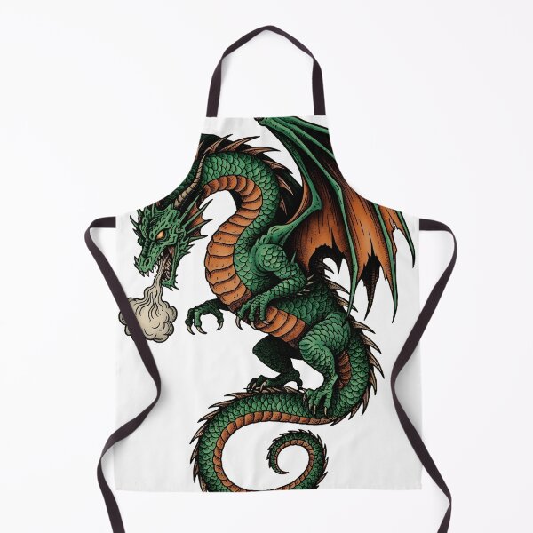 Item preview, Green Dragon Breathing Smoke – Vintage Traditional Tattoo Fantasy Illustration designed and sold by DragonSerpent Ink.