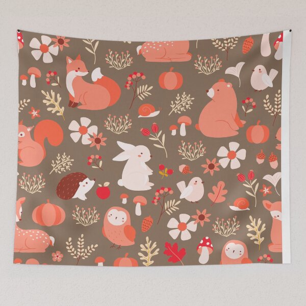 Item preview, Cozy Woodland Creatures – Cute Fox, Deer, Bear & Owl Pattern | Orange designed and sold by Frohyou.