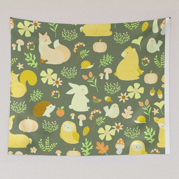 Item preview, Cozy Woodland Creatures – Cute Fox, Deer, Bear & Owl Pattern | Yelllow designed and sold by Frohyou.