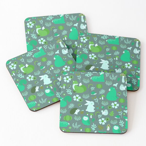 Item preview, Cozy Woodland Creatures – Cute Fox, Deer, Bear & Owl Pattern | Green designed and sold by Frohyou.