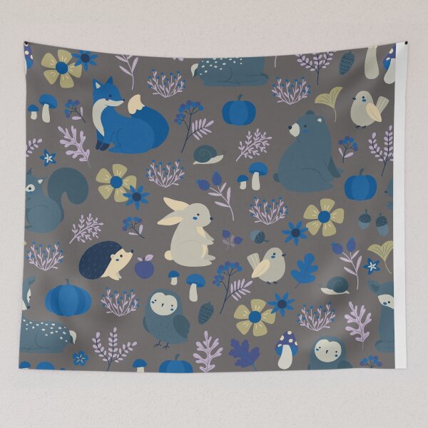Item preview, Cozy Woodland Creatures – Cute Fox, Deer, Bear & Owl Pattern | Blue designed and sold by Frohyou.