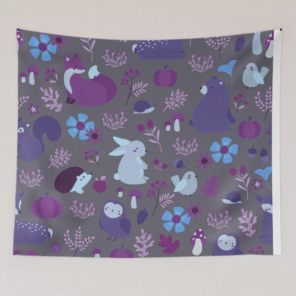 Item preview, Cozy Woodland Creatures – Cute Fox, Deer, Bear & Owl Pattern | Purple designed and sold by Frohyou.
