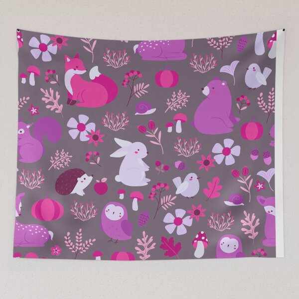 Item preview, Cozy Woodland Creatures – Cute Fox, Deer, Bear & Owl Pattern | Pink designed and sold by Frohyou.
