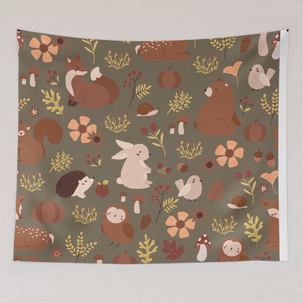 Item preview, Cozy Woodland Creatures – Cute Fox, Deer, Bear & Owl Pattern | Brown designed and sold by Frohyou.