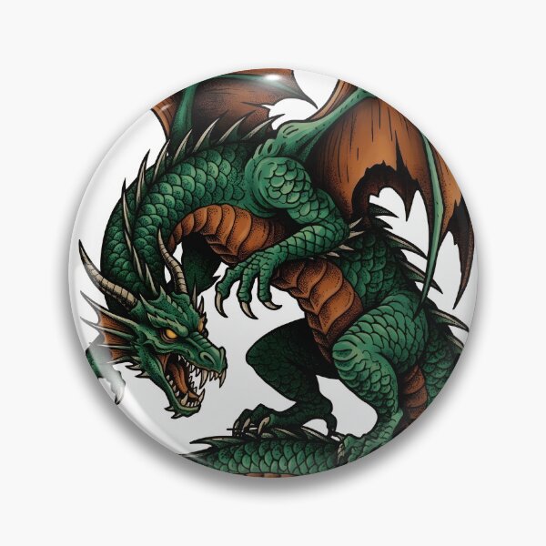 Item preview, Coiled Green Dragon – Vintage Traditional Tattoo Fantasy Illustration designed and sold by DragonSerpent Ink.