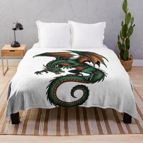 Item preview, Coiled Green Dragon – Vintage Traditional Tattoo Fantasy Illustration designed and sold by DragonSerpent Ink.