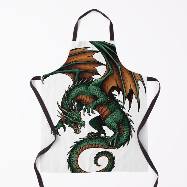 Item preview, Coiled Green Dragon – Vintage Traditional Tattoo Fantasy Illustration designed and sold by DragonSerpent Ink.