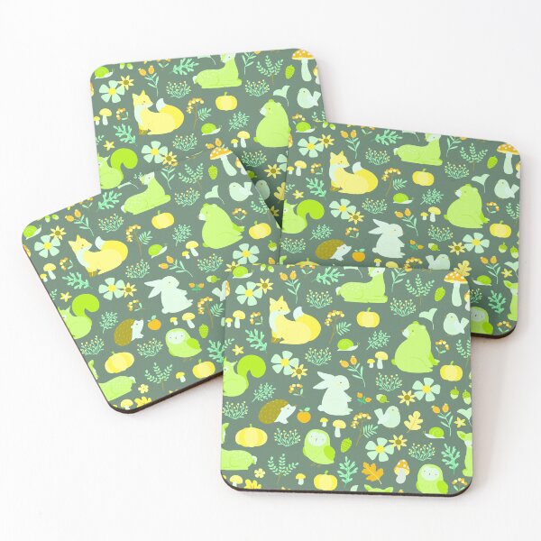 Item preview, Cozy Woodland Creatures – Cute Fox, Deer, Bear & Owl Pattern | Chartreuse designed and sold by Frohyou.