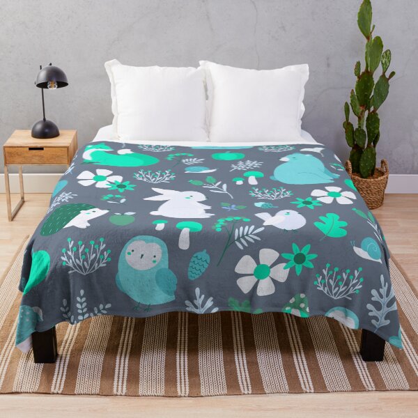 Item preview, Cozy Woodland Creatures – Cute Fox, Deer, Bear & Owl Pattern | Teal designed and sold by Frohyou.