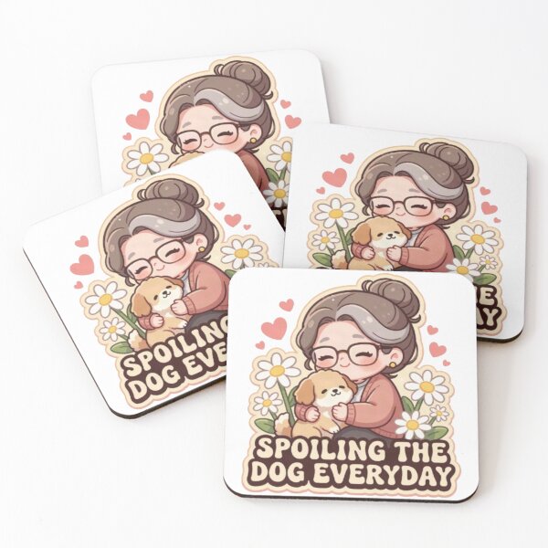 Item preview, Spoiling the Dog Everyday Cute Grandma Sticker | Kawaii Grandmother Hugging Puppy Daisy Floral Design designed and sold by HOODYBUDSTYLES.