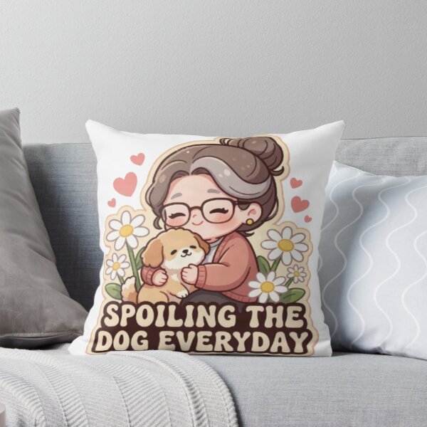Item preview, Spoiling the Dog Everyday Cute Grandma Sticker | Kawaii Grandmother Hugging Puppy Daisy Floral Design designed and sold by HOODYBUDSTYLES.