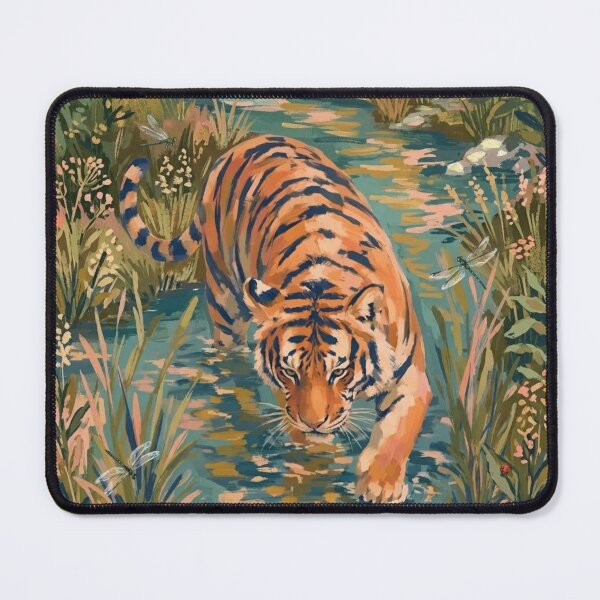 Item preview, Prowling Tiger In Dark Jungle Water designed and sold by WithoutBorders4.