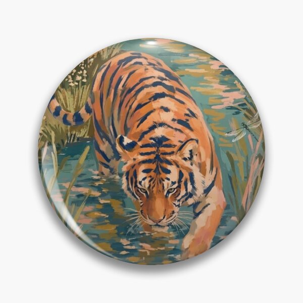 Item preview, Prowling Tiger In Dark Jungle Water designed and sold by WithoutBorders4.